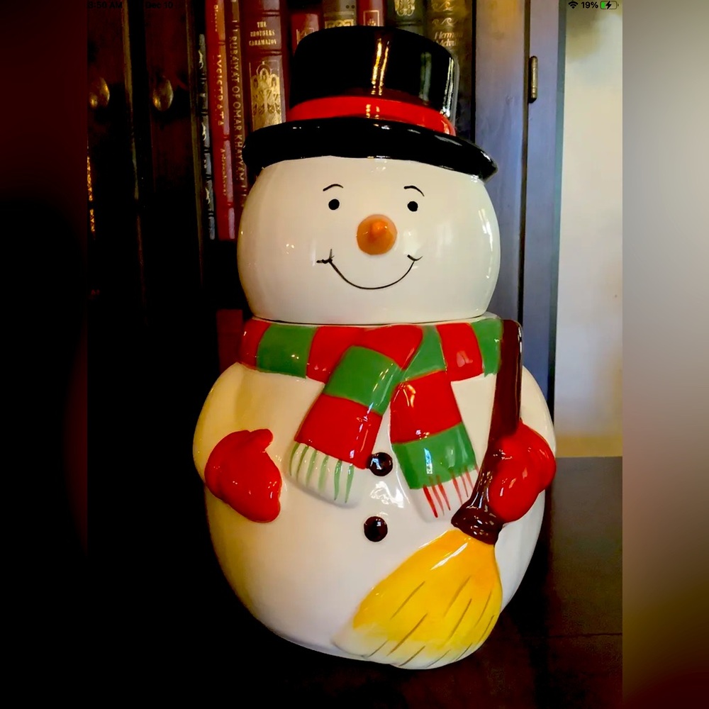 Harry & David Snowman Cookie Jar Christmas Holiday Winter Decor